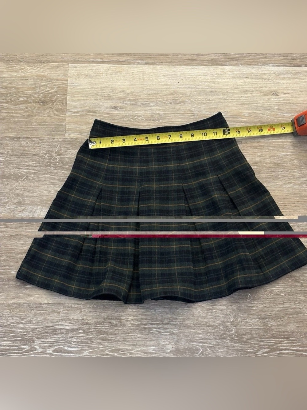 Hollister Skirt Womens XS Green Ultra High Rise Mini Flare Plaid Pleated School - Picture 3 of 8